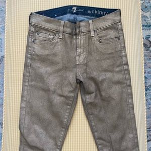 7 For All Mankind Gold Skinny Jeans